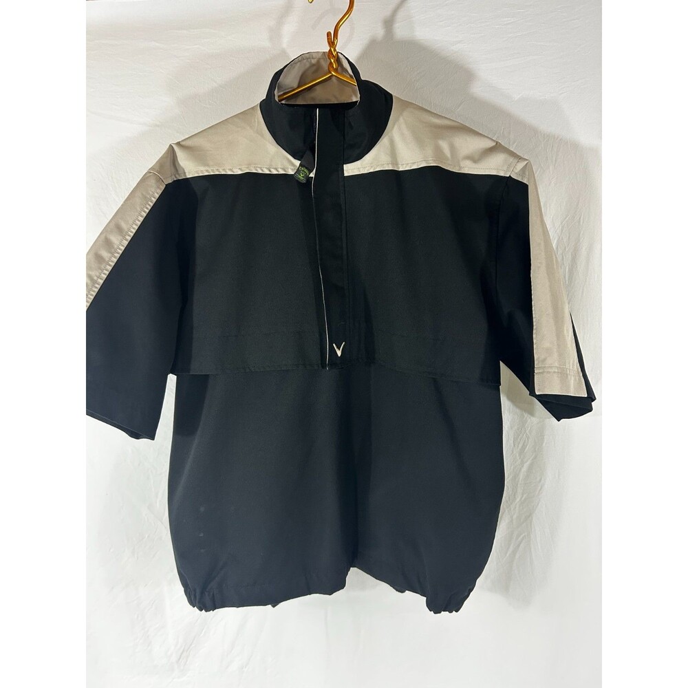 Callaway Golf Sport Outerwear Brushed Oxford Black/Beige 1/2 Zip Jacket Men's M